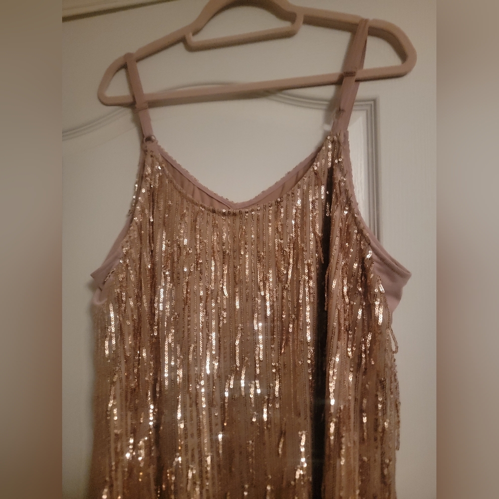 torrid Sequin Fringe Dress in Rose Gold Tones - Picture 2 of 10